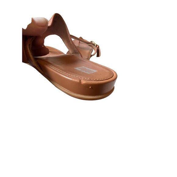 FitFlop Gracie Leather Toe-Post Sandals in Tan Size 11 - Picture 5 of 7